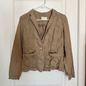 Caslon Tan Linen Lightweight Blazer Jacket size Medium